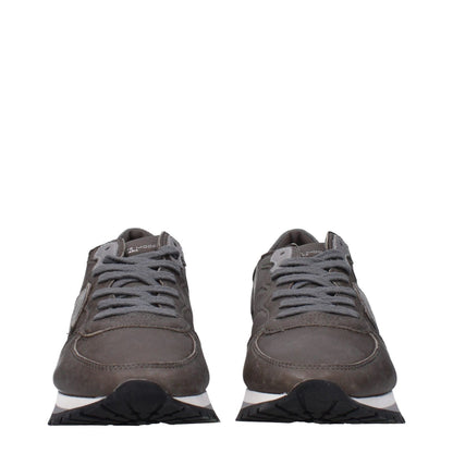 Philippe Model Gray Leather Sneakers
