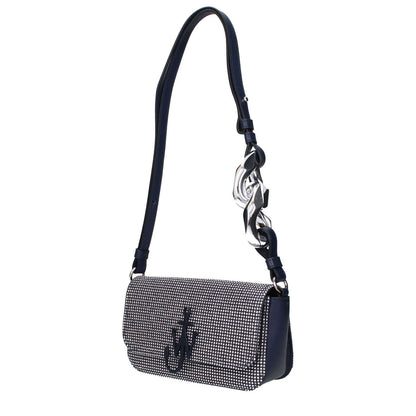 Jw Anderson Blue Fabric Shoulder Bag with front logo, adjustable handle, and studs, MPN HB0530FA0274743, code F83627.