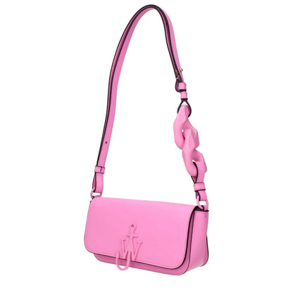 Jw Anderson Pink Leather Shoulder Bag with front logo and adjustable handle