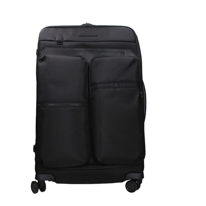 Piquadro Black Fabric Luggage And Travel with adjustable handle and front logo, featuring MPN BV4733X19N.