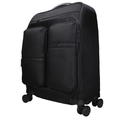 Piquadro Black Fabric Luggage And Travel with adjustable handle, TSA closure, removable details, and front logo. MPN BV4343X19N.