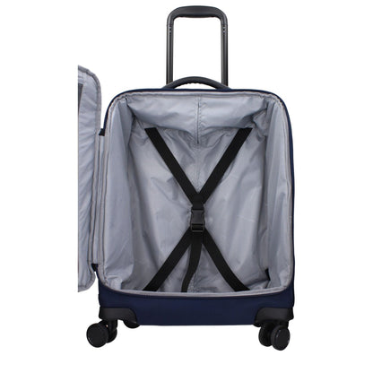 Interior view of Piquadro Blue Fabric Luggage And Travel trolley with adjustable handle and TSA closure, model MPN BV4343X19BLU.