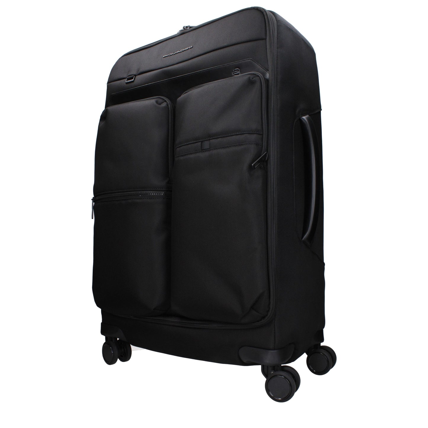 Piquadro Black Fabric Luggage And Travel trolley with adjustable handle and front logo, MPN BV4733X19N, code F83832