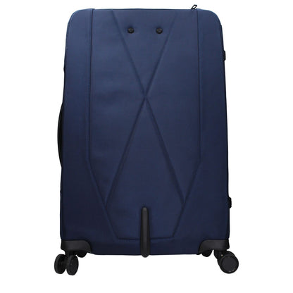 Piquadro Blue Fabric Luggage And Travel trolley with front logo, adjustable handle, and removable details, MPN BV4733X19BLU.
