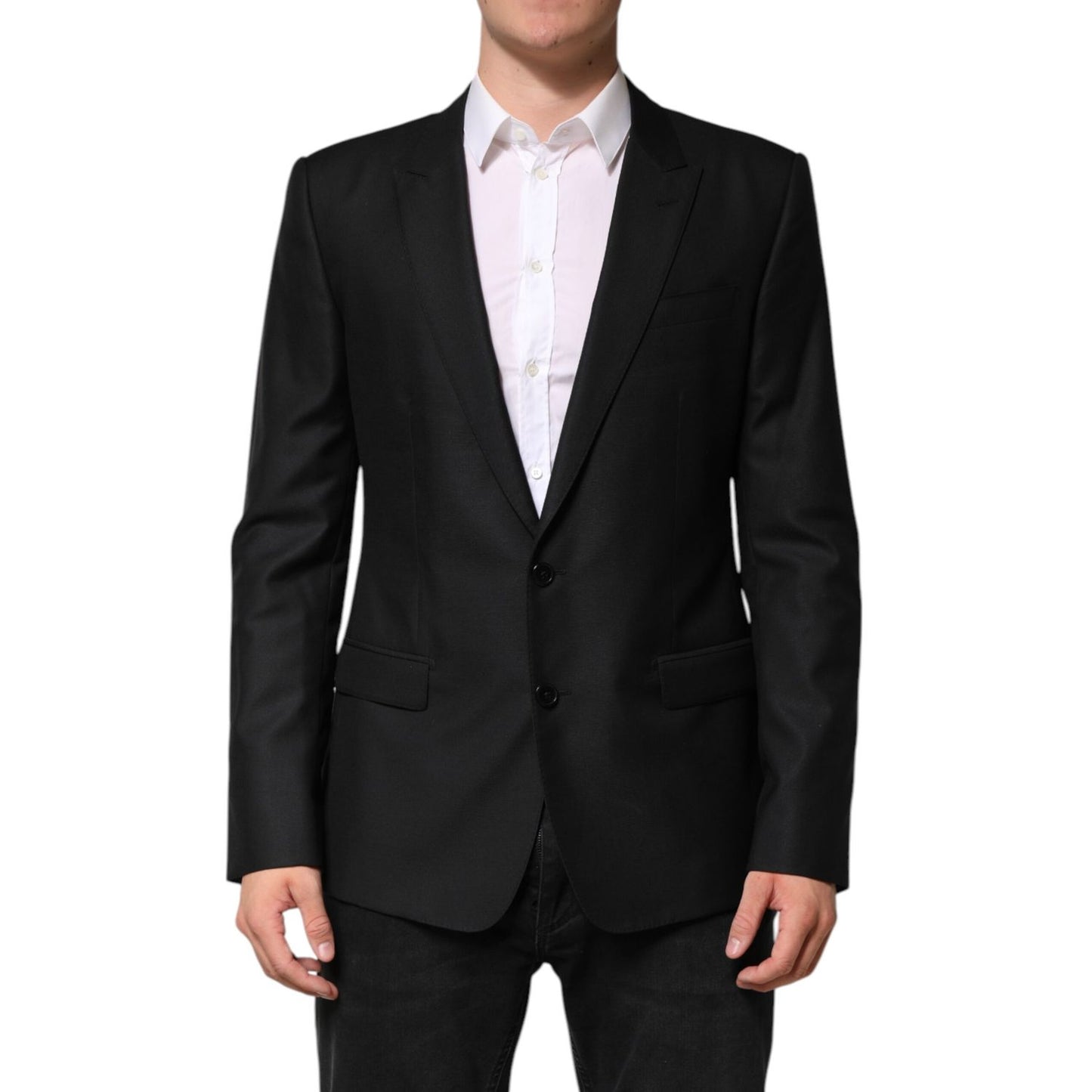 Dolce & Gabbana Black Wool Single Breasted Jacket Blazer