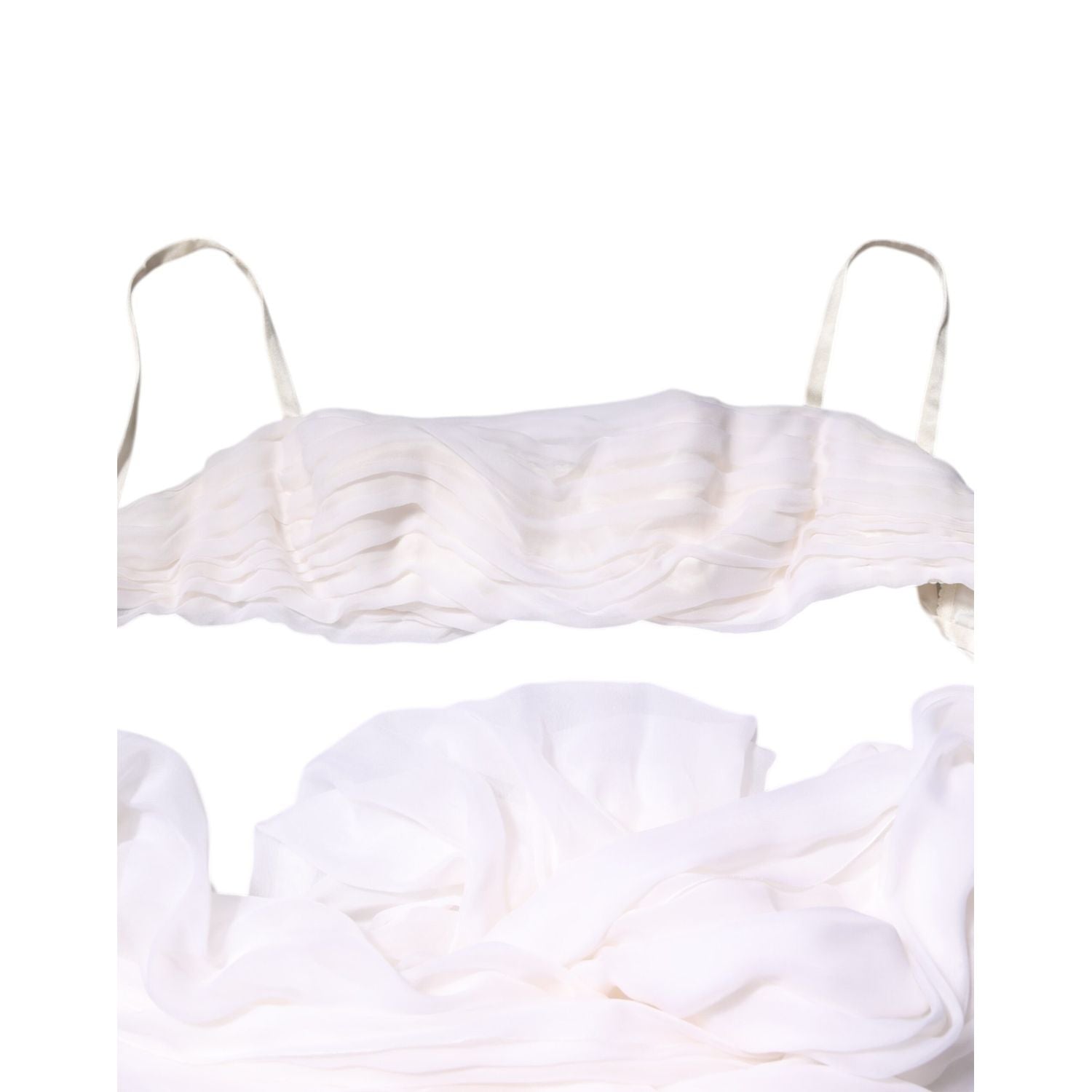 Dolce & Gabbana White Bustier Corset Cropped Chiffon Top