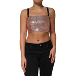 Dolce & Gabbana Pink Sequined Nylon Sleeveless Cropped Top TSH90636-40