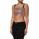 Dolce & Gabbana Pink Sequined Nylon Sleeveless Cropped Top TSH90636-40