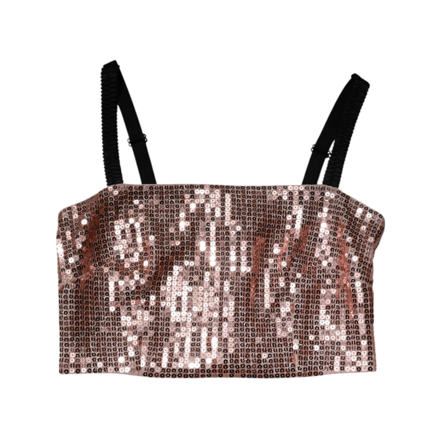 Dolce & Gabbana Pink Sequined Nylon Sleeveless Cropped Top TSH90636-40