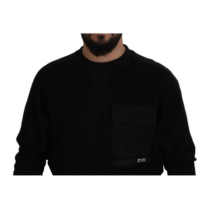 Dolce & Gabbana Black Cotton Crewneck Sweatshirt Sweater