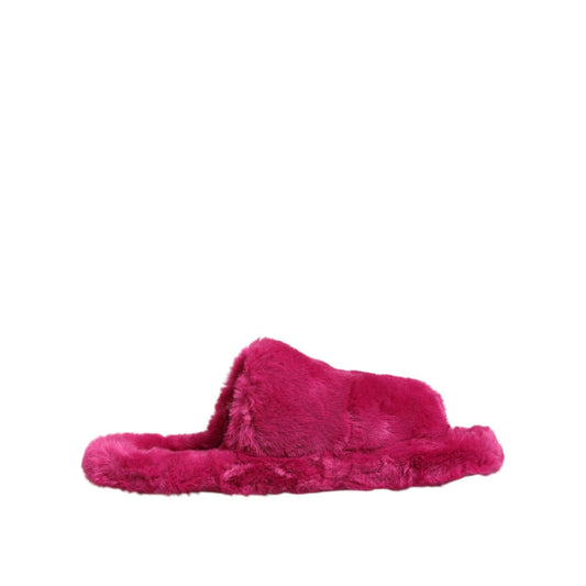 Dolce & Gabbana Pink Acrylic Faux Fur Mens Flats Sandals Shoes