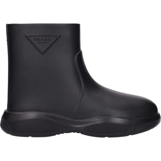 Prada Black Cotton Ankle Boots