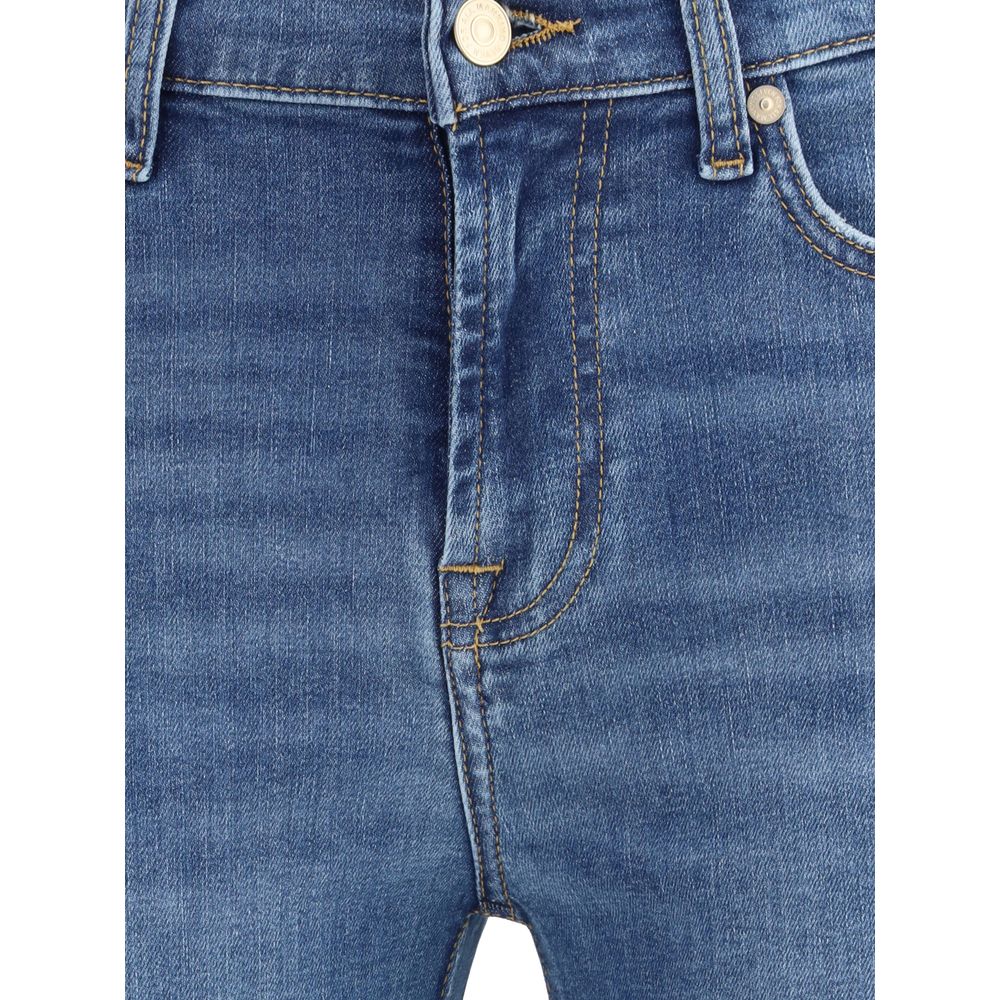 7FOR Blue Cotton Flared Jeans