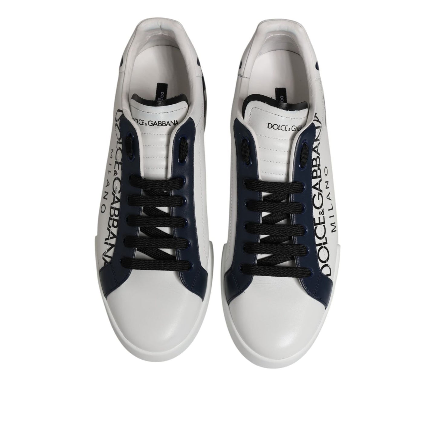 Dolce & Gabbana White Blue Crown Low Top Sneakers Shoes