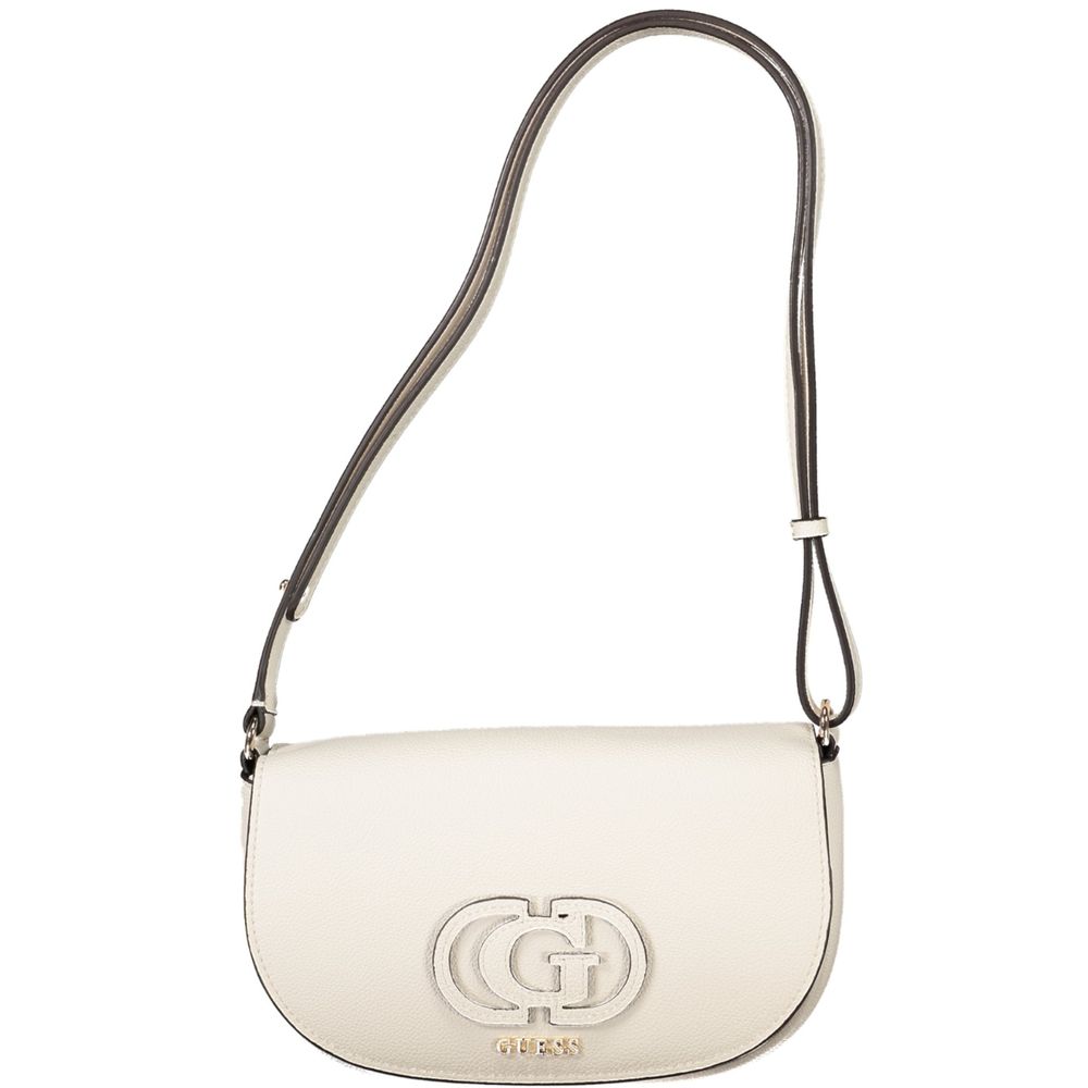 Guess Jeans White Polyethylene Women Handbag with adjustable shoulder strap and elegant design, perfect for style-conscious individuals.