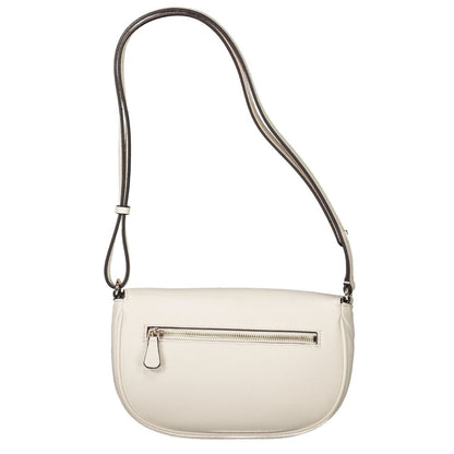 Guess Jeans White Polyethylene Women Handbag with adjustable shoulder handle and external zipper pocket for modern style.