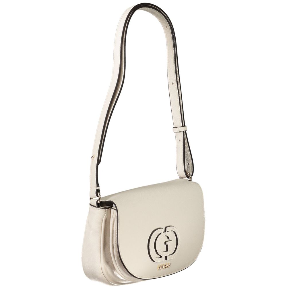 Guess Jeans White Polyethylene Women Handbag with adjustable shoulder strap and elegant design for modern fashion trends.