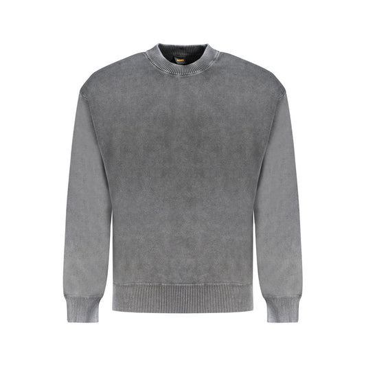 Hugo Boss Black Cotton Sweater, long-sleeved crew neck with logo, made from regenerative cotton.