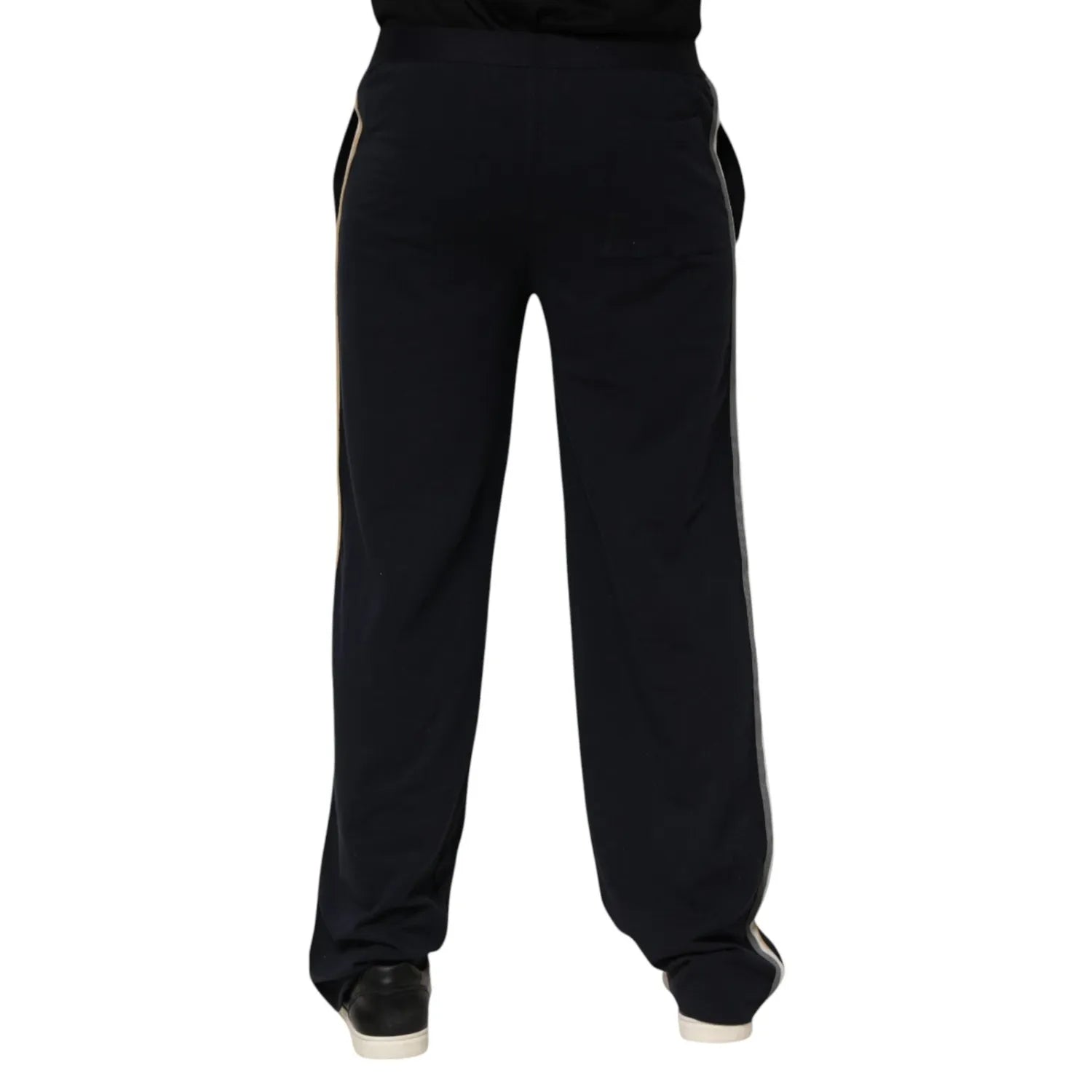 Dolce & Gabbana Black Modal Spandex Straight Logo Trouser Pants