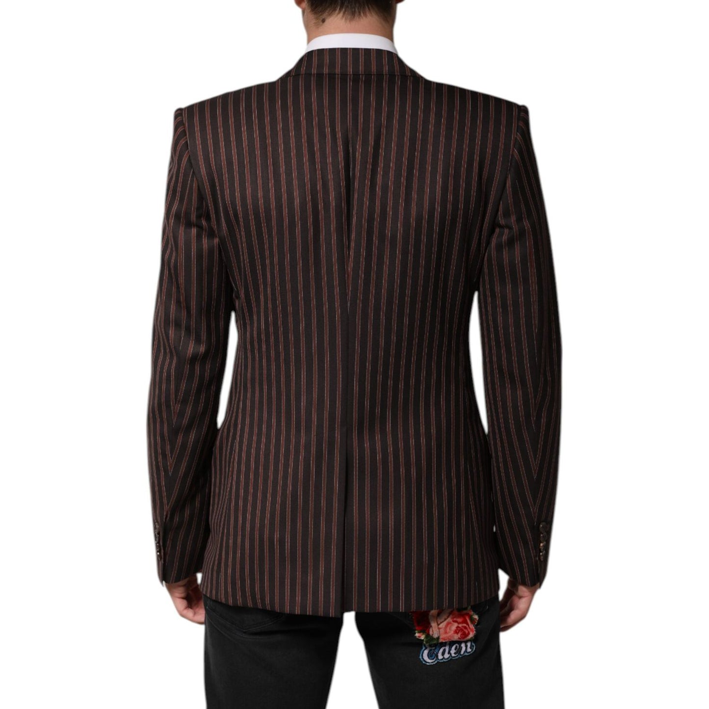 Dolce & Gabbana Black Brown Stripe Single Breasted Blazer JKT41546-50