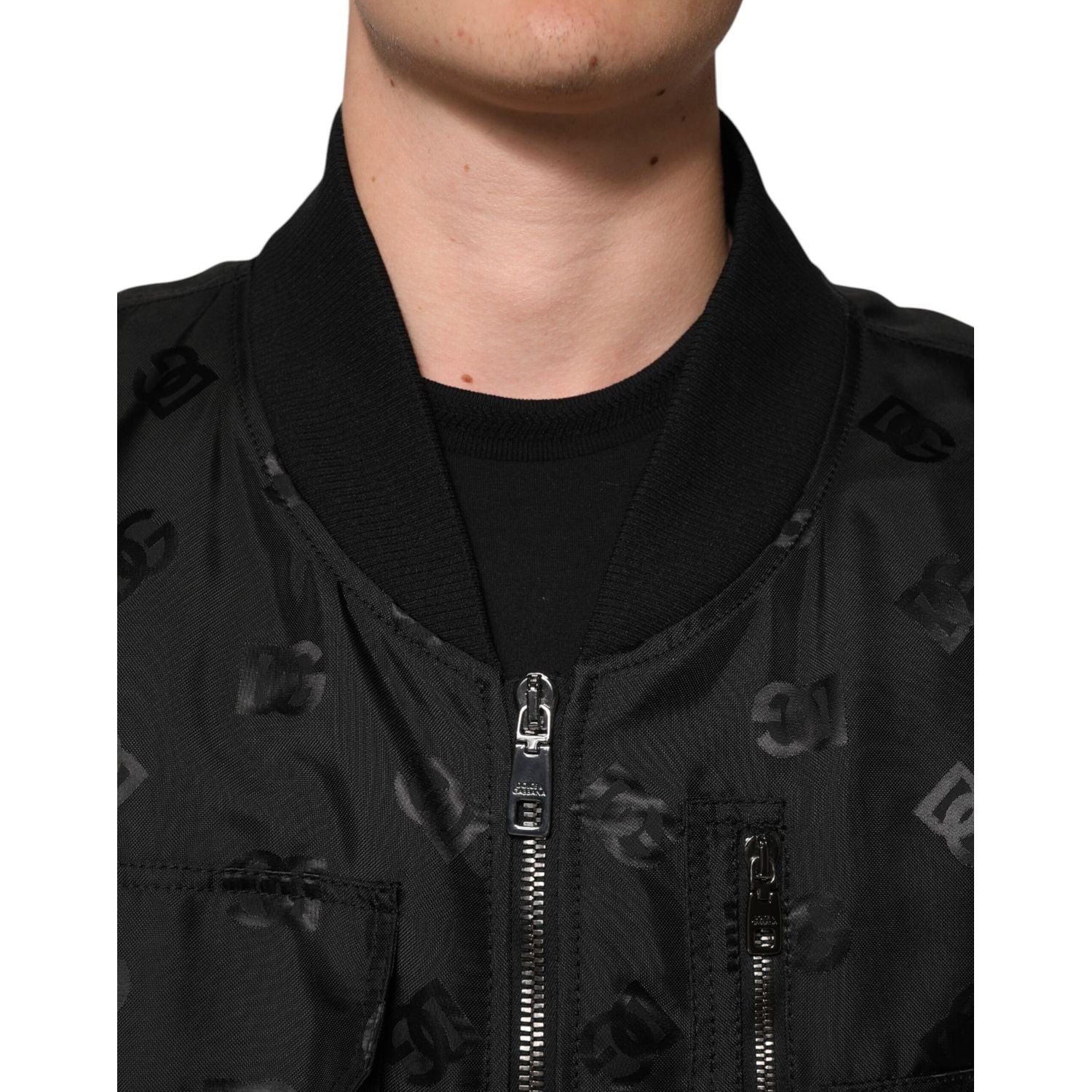 Dolce & Gabbana Black Cargo Windbraker Logo Mania Jacket