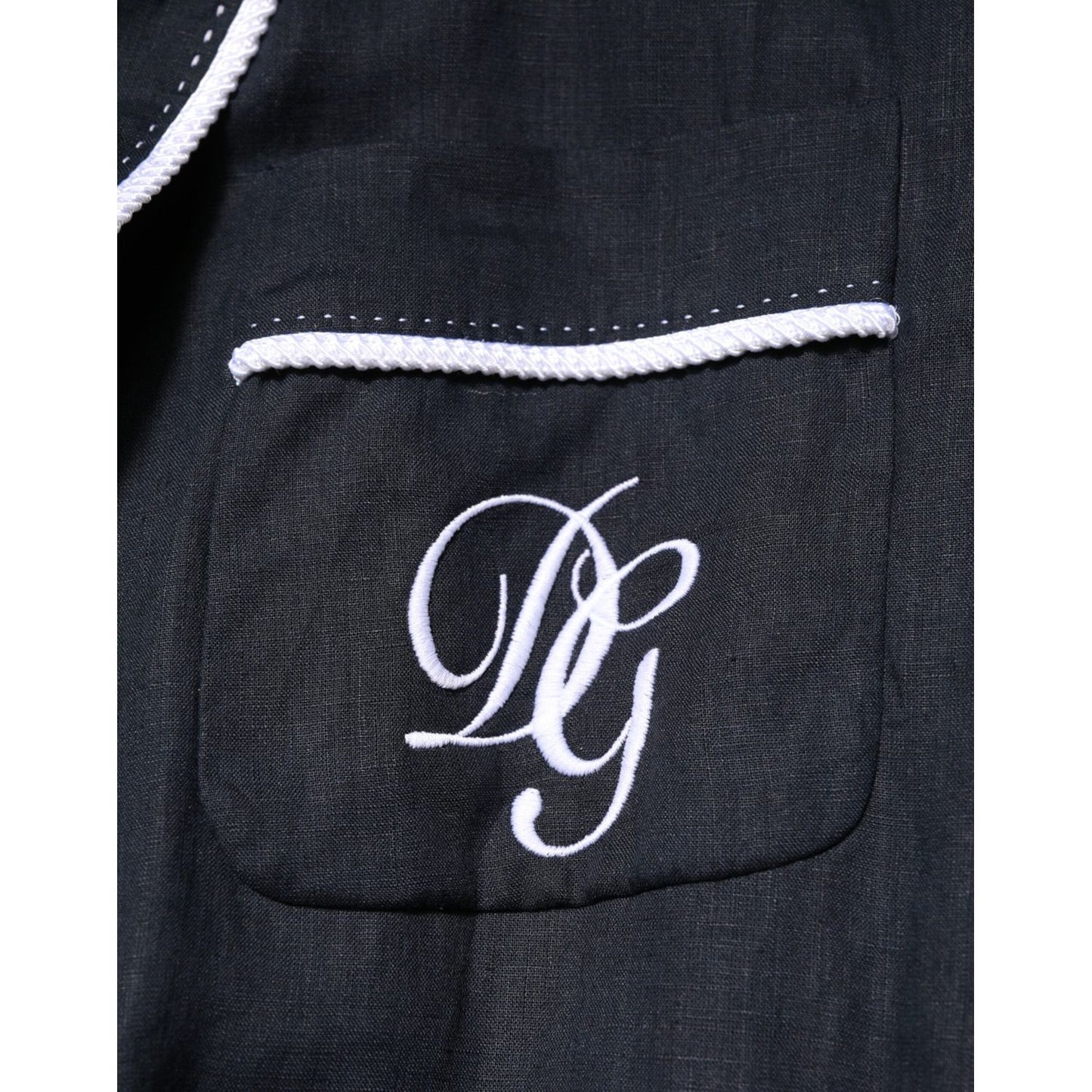 Dolce & Gabbana Dark Blue DG Embroidery Jacket Robe Blazer