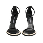 Dolce & Gabbana Black KEIRA Pearl Embellished Sandals Shoes LA11442-40.5
