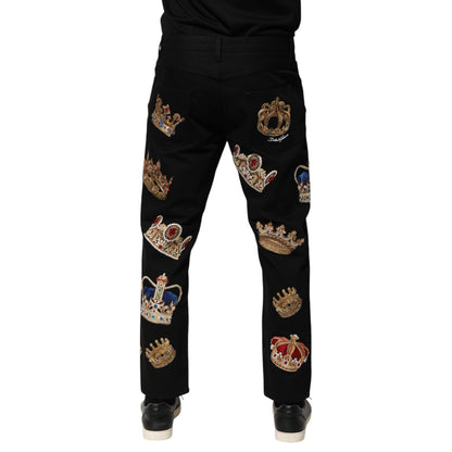 Dolce & Gabbana Black Baroque Royal Men Dress Trouser Pants