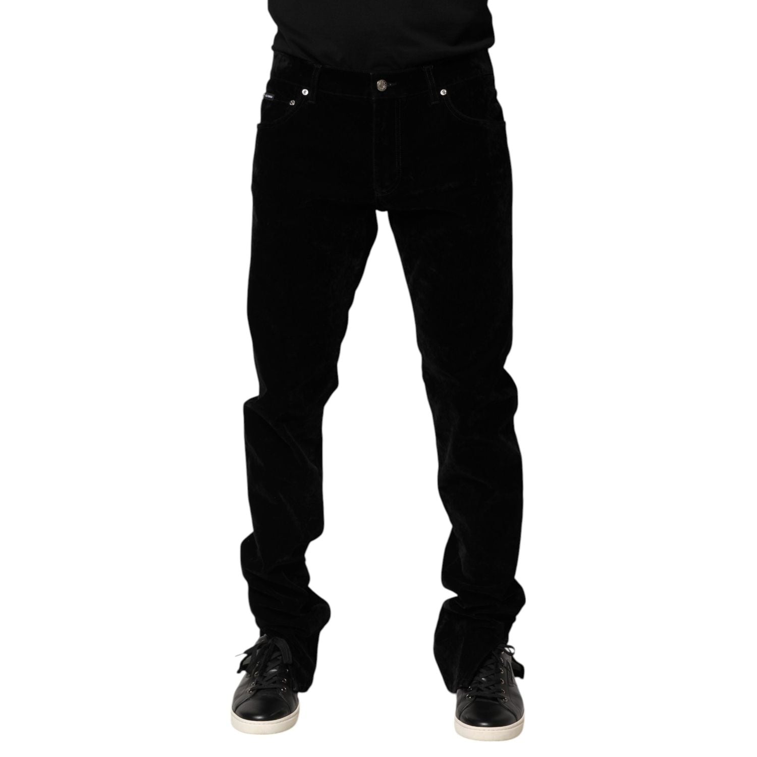 Dolce & Gabbana Black Cotton Men Dress Formal Trouser Pants