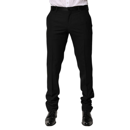 Dolce & Gabbana Black Wool Tapered Formal Men Dress Pants
