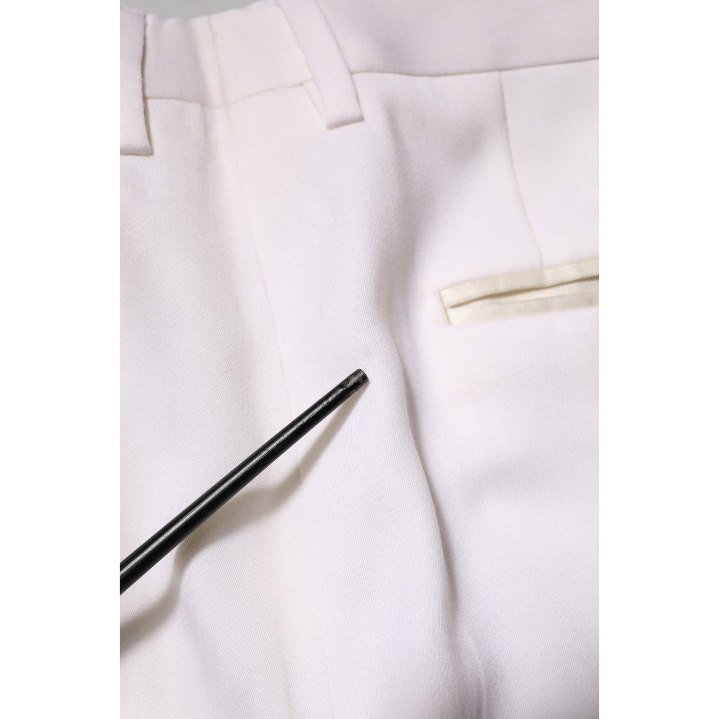 Dolce & Gabbana White Polyester Tapered Formal Trouser Pants