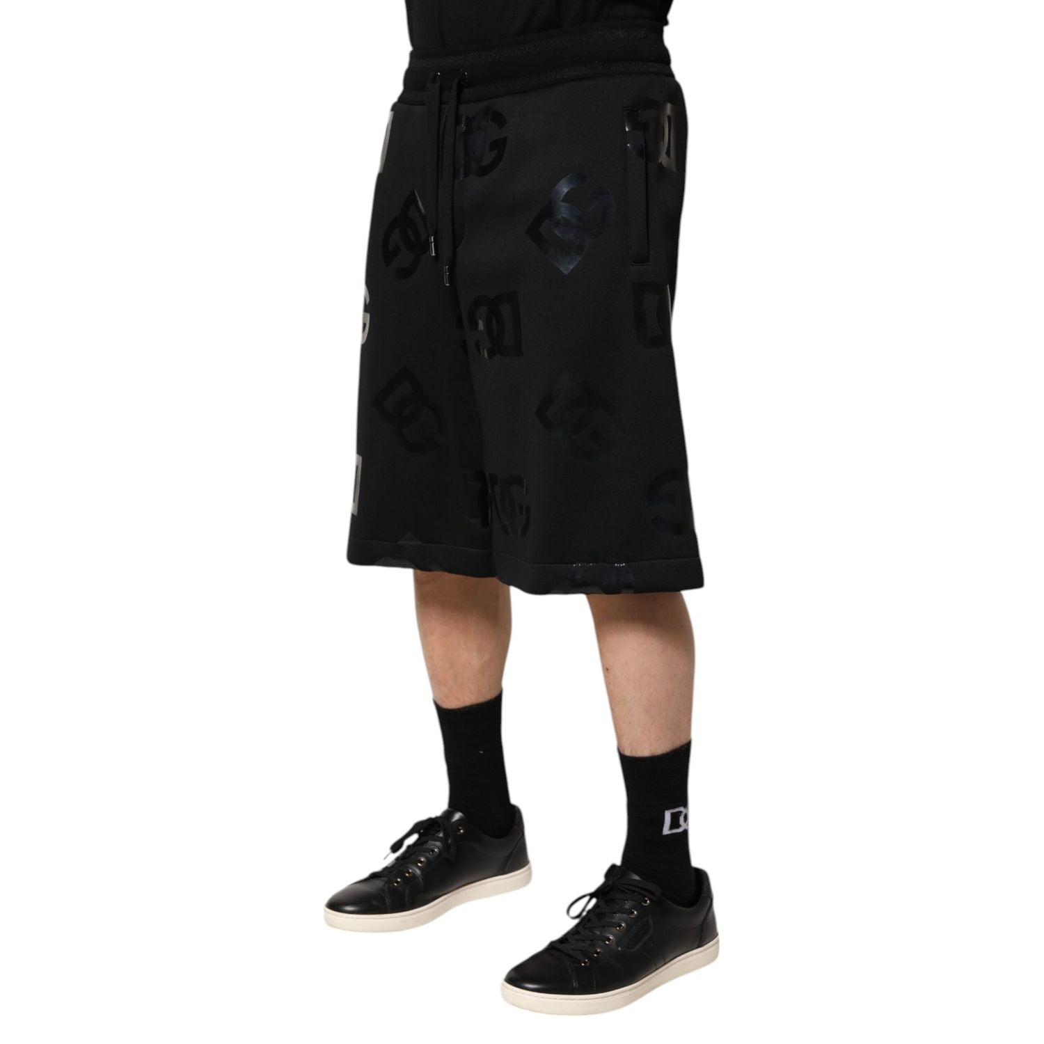 Dolce & Gabbana Black Logo Cotton Bermuda Sweatshorts Shorts