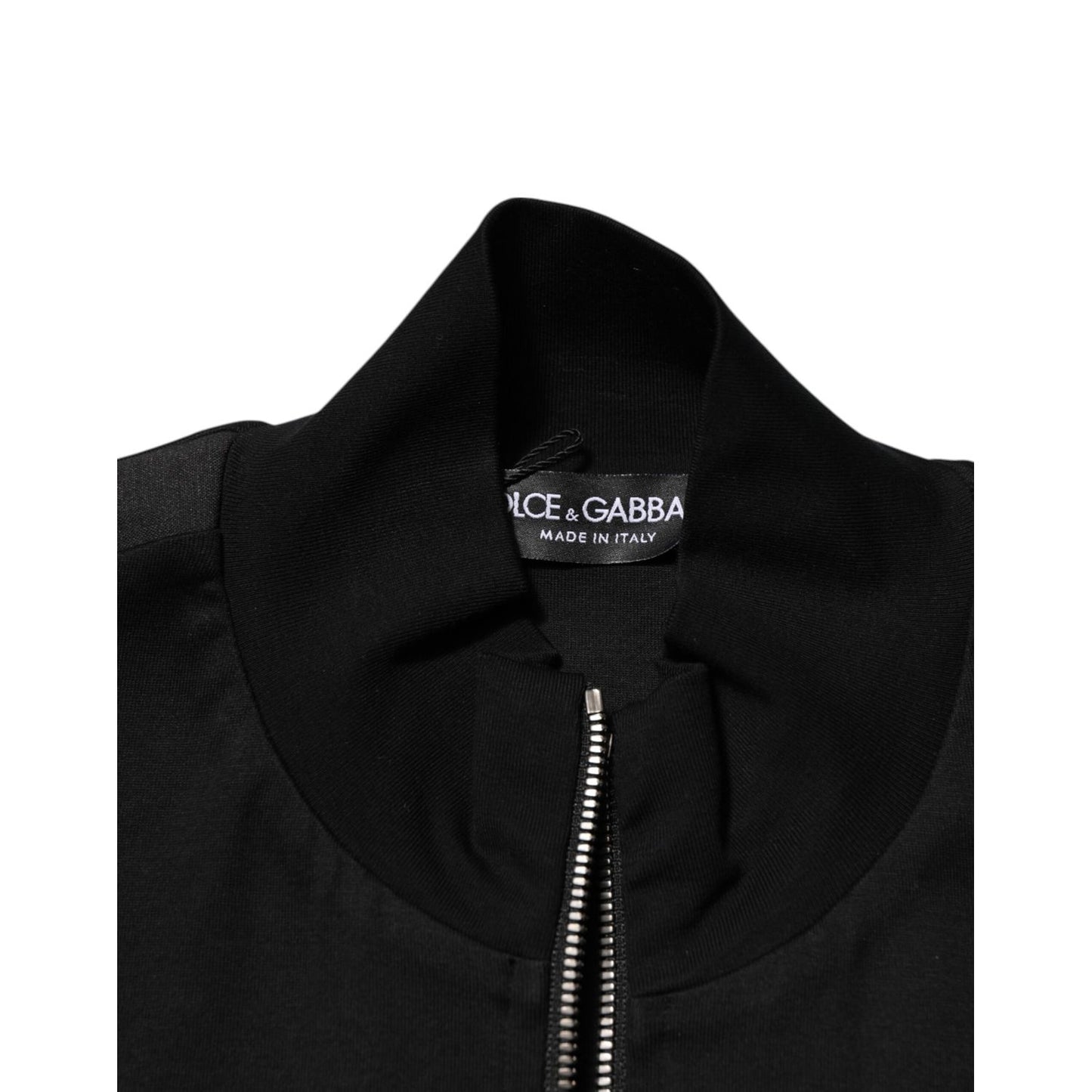 Dolce & Gabbana Black Cotton Logo Full Zip Men Bomber Jacket