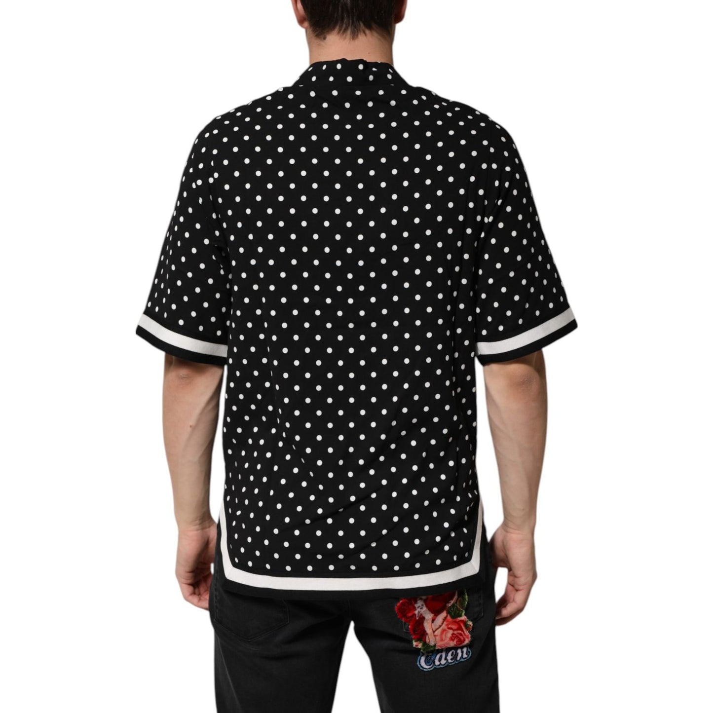 Dolce & Gabbana Black Polka Dot Short Sleeves Collared Polo T-shirt