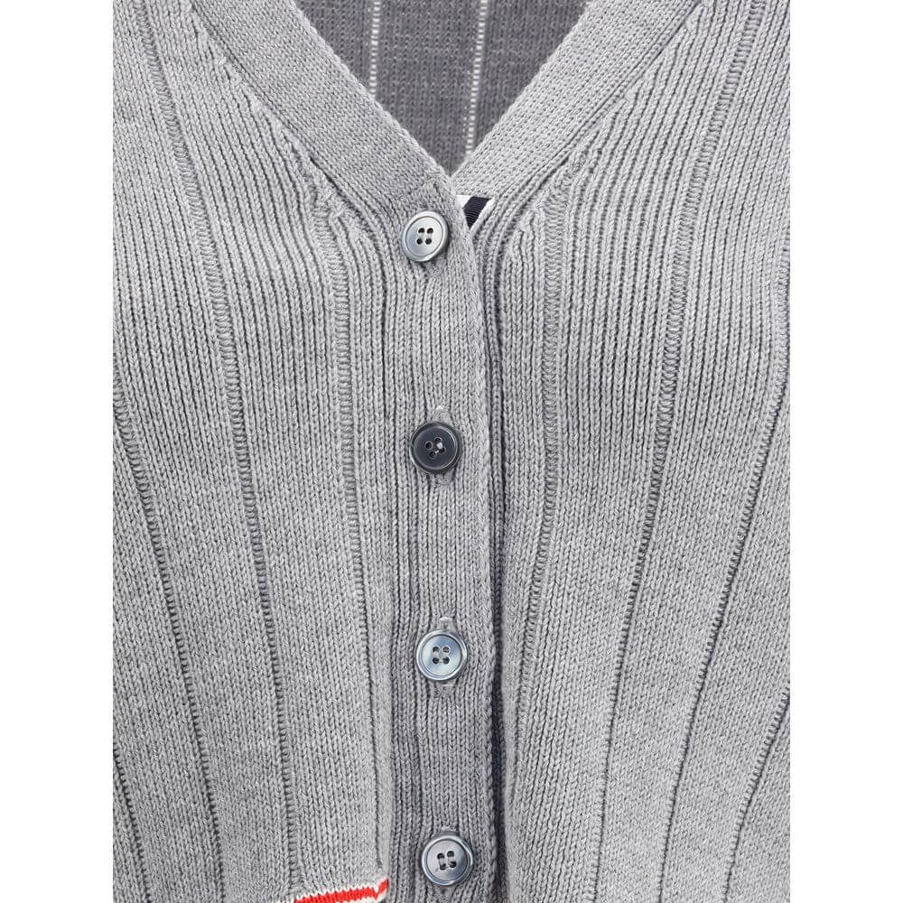 Thom Browne Gray Fleece Wool Cardigan