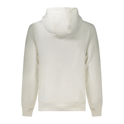 Tommy Hilfiger White Cotton Men Sweater back view, long-sleeved hoodie, embroidered logo, central pocket comfort fit.