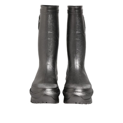 Dolce & Gabbana Black Argento Pull On Rain Boots Shoes