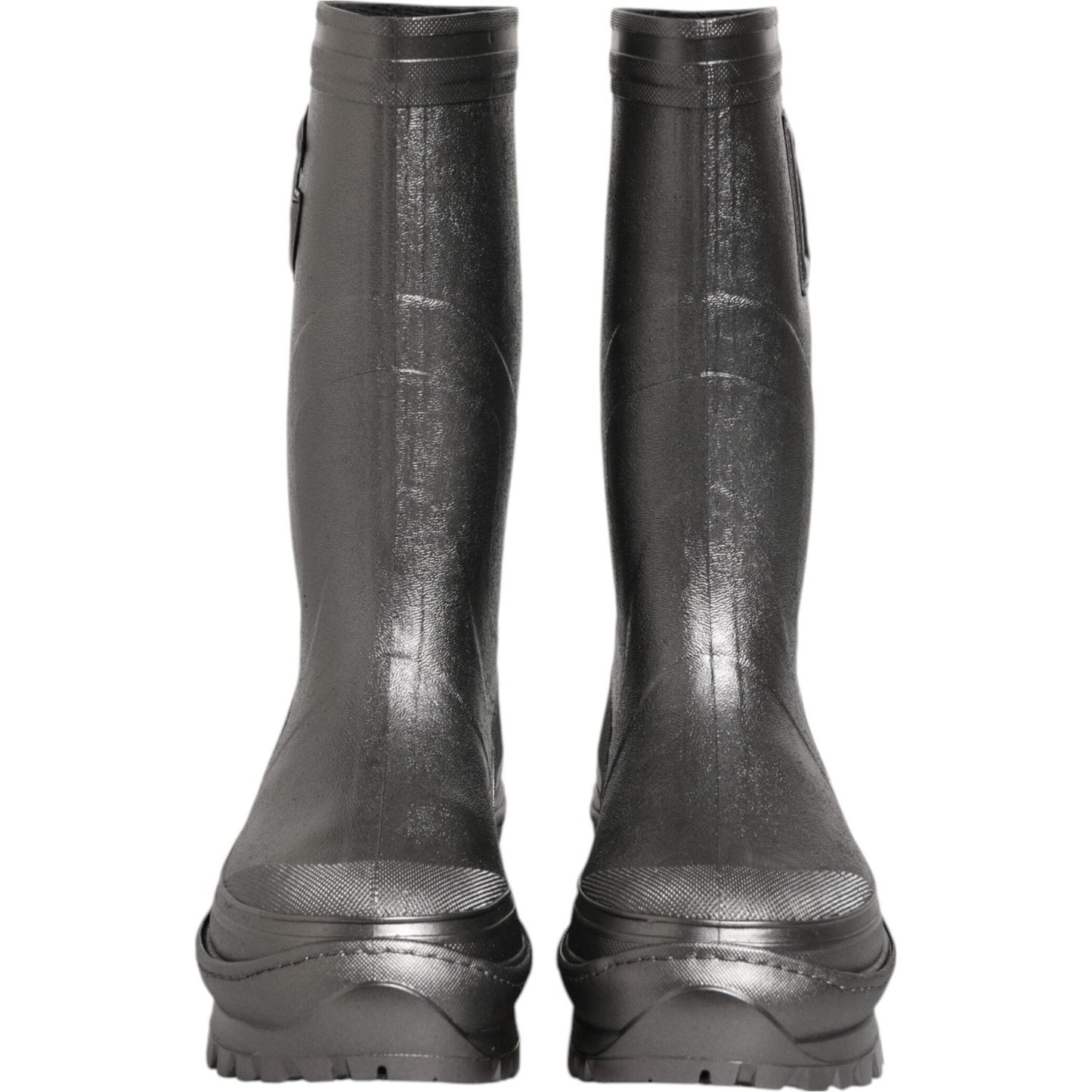 Dolce & Gabbana Black Argento Pull On Rain Boots Shoes LA12770-41