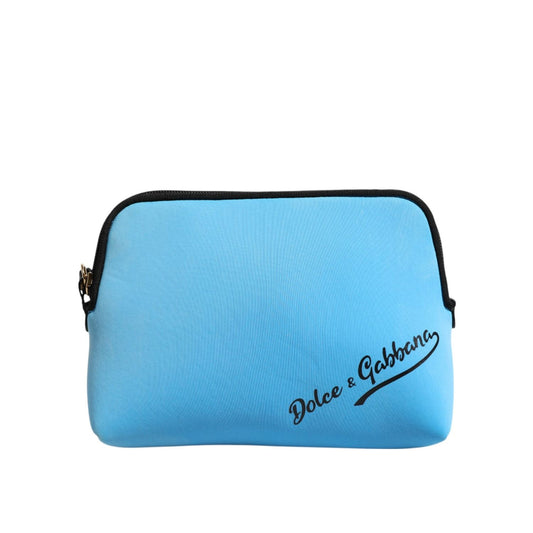 Dolce & Gabbana Blue Nylon DG Logo Print Clutch Zip Pouch Bag BAG4563
