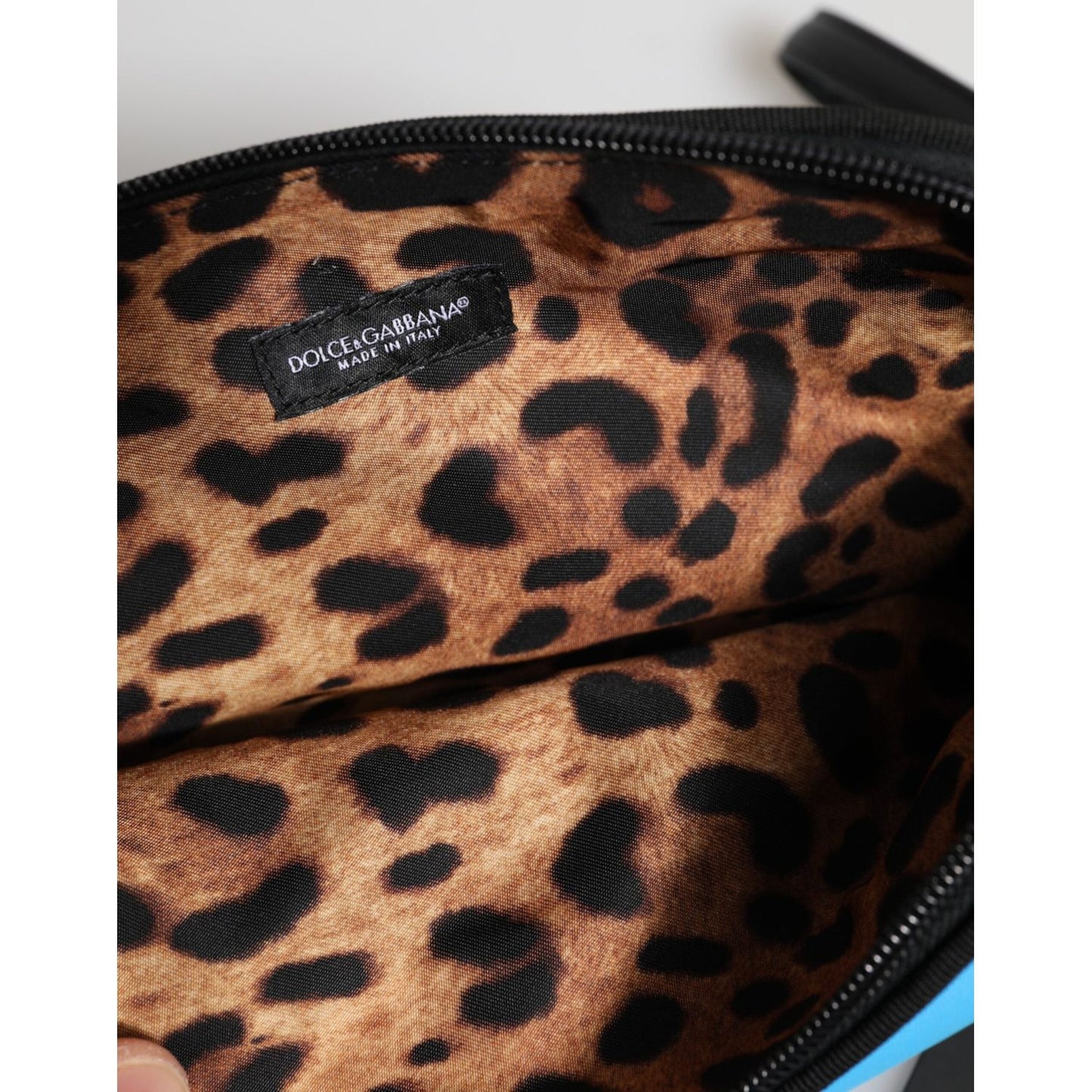 Dolce & Gabbana Blue Nylon DG Logo Print Clutch Zip Pouch Bag BAG4563