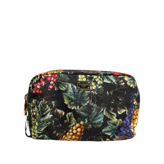 Dolce & Gabbana Multicolor Grape Print Clutch Logo Plaque Pouch Bag BAG4588