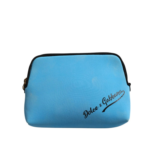 Dolce & Gabbana Blue Nylon DG Logo Print Clutch Zip Pouch Bag BAG4659