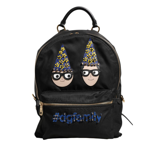 Dolce & Gabbana Black Nylon #DGFAMILY VULCANO Embellished Backpack Bag BAG4674