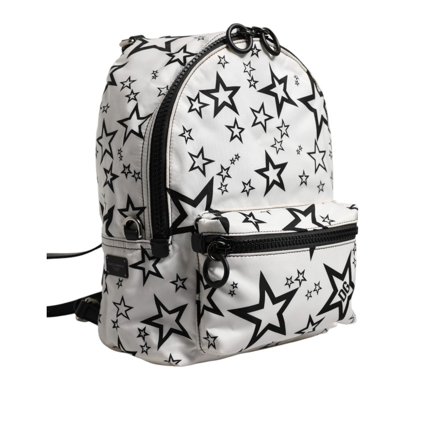 Dolce & Gabbana White DG Stars Print Nylon Travel Backpack Bag BAG4675