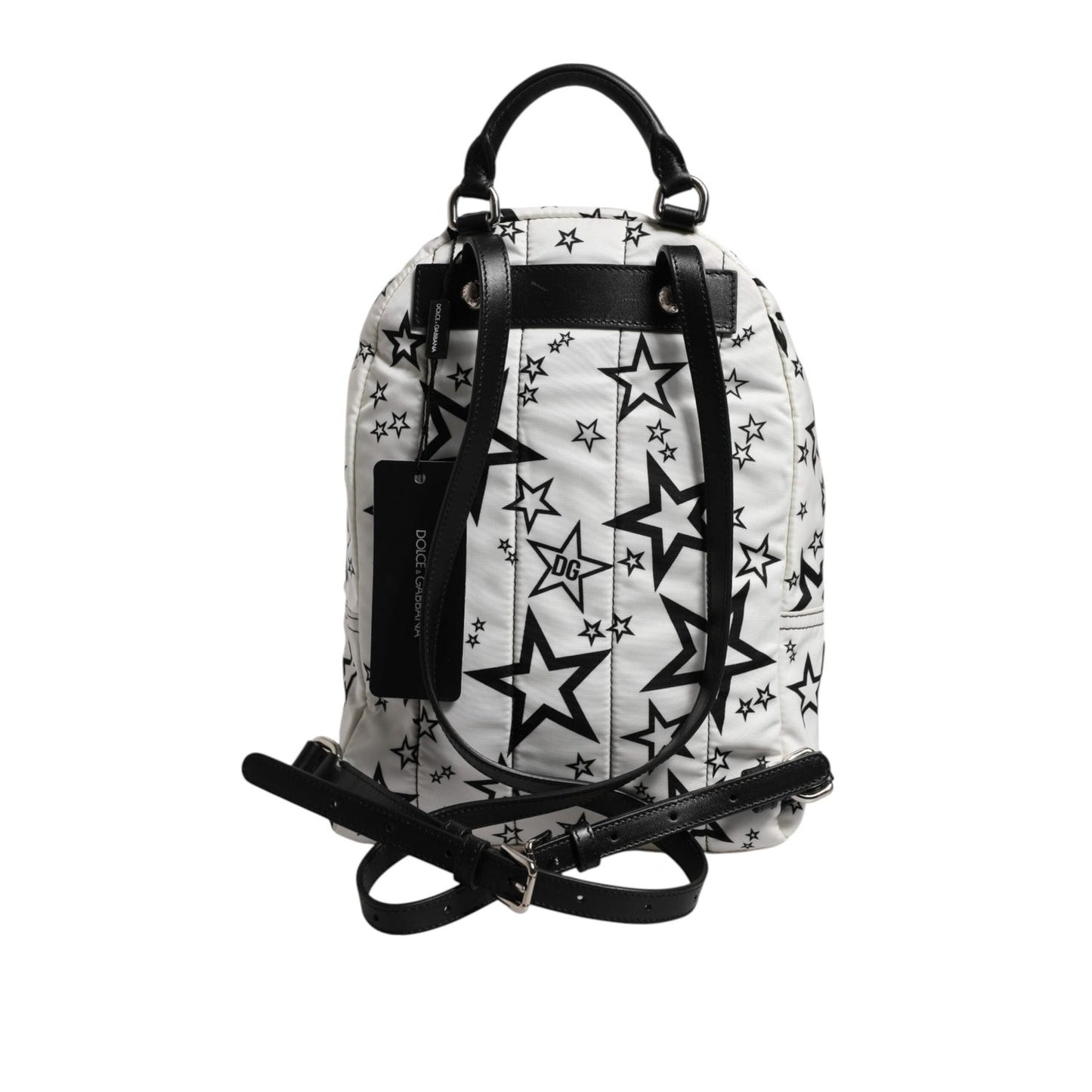 Dolce & Gabbana White DG Stars Print Nylon Travel Backpack Bag BAG4675