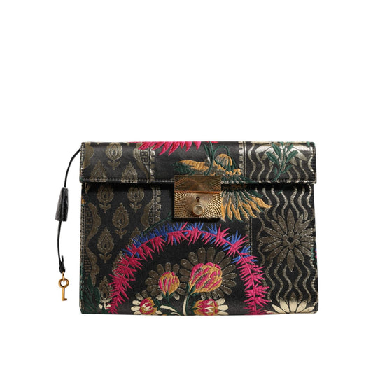 Dolce & Gabbana Multicolor Jacquard Floral Document Briefcase Bag BAG4678