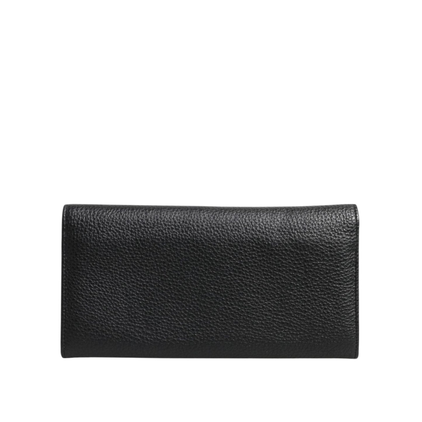 Dolce & Gabbana Black Leather Trifold Logo Plaque Card Holder Wallet BAG4702