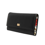 Dolce & Gabbana Black Leather Logo Plaque Card Holder Trifold Wallet BAG4705
