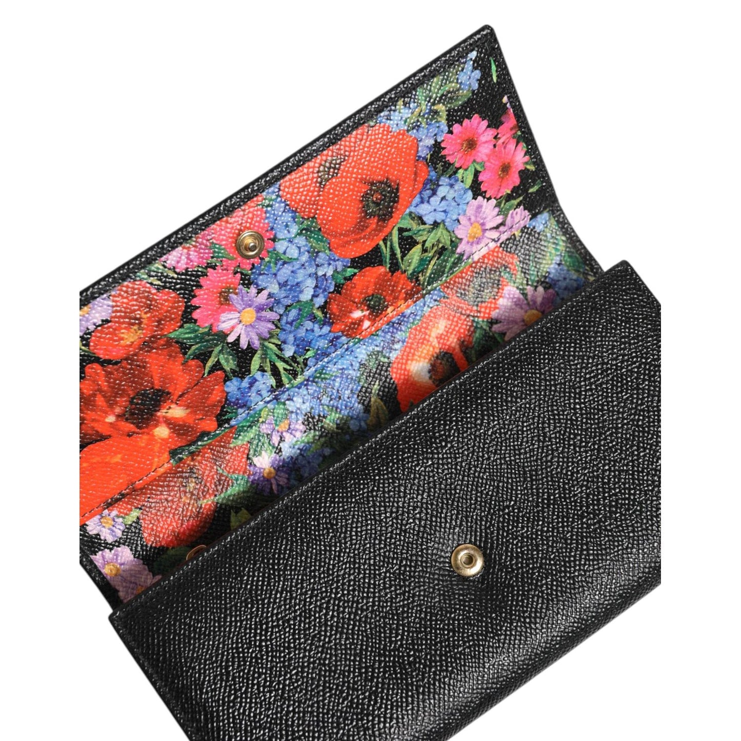 Dolce & Gabbana Black Leather Logo Plaque Trifold Card Holder Wallet BAG4706