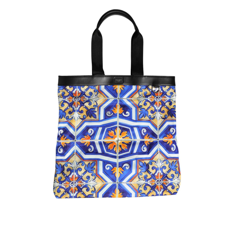 Dolce & Gabbana Multicolor Maiolica Print Tote Shoulder Strap Bag BAG4707